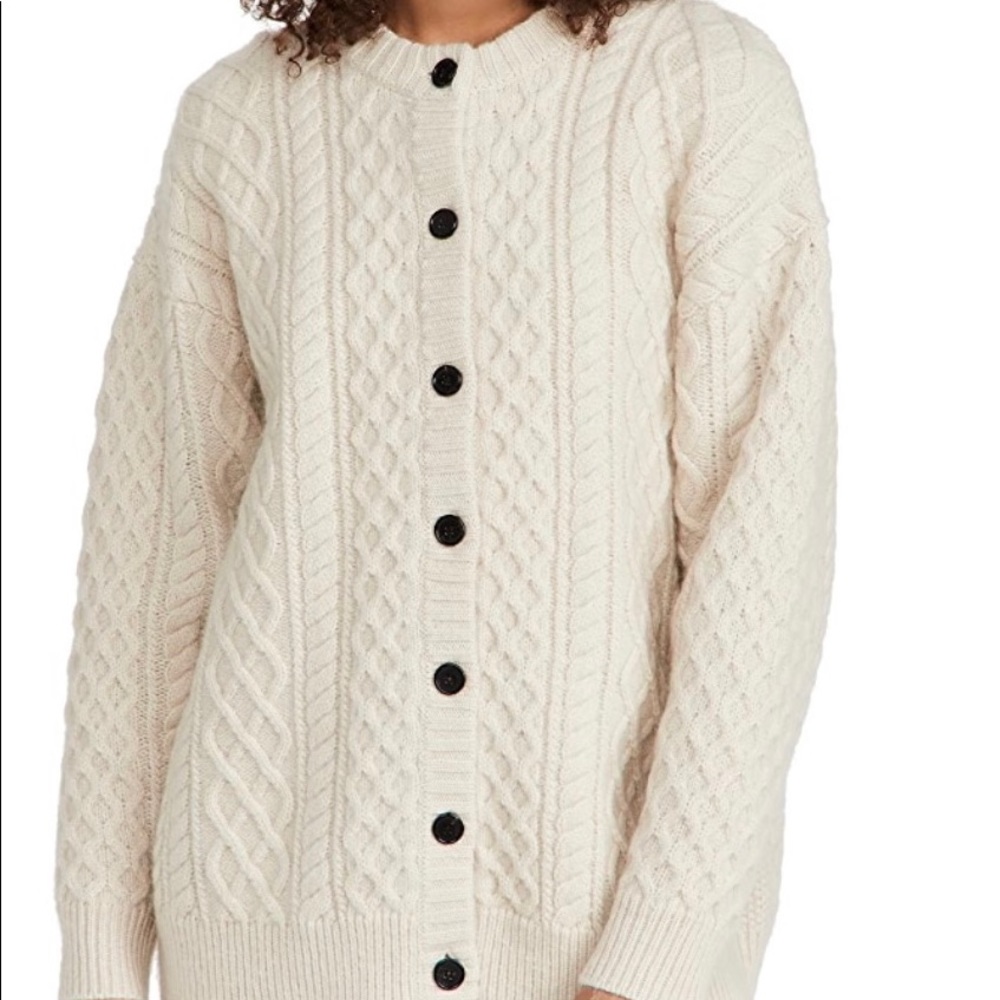 Cream Cable Knit Button-Front Cardigan Sweater